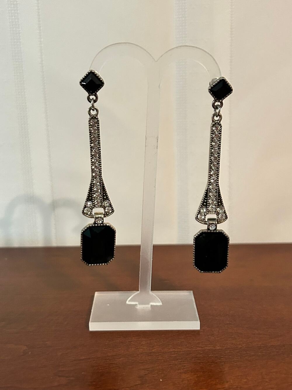 Vintage Flapper Style Dangle Earrings 1920s Gatsby Art Deco 3 Inch Drop